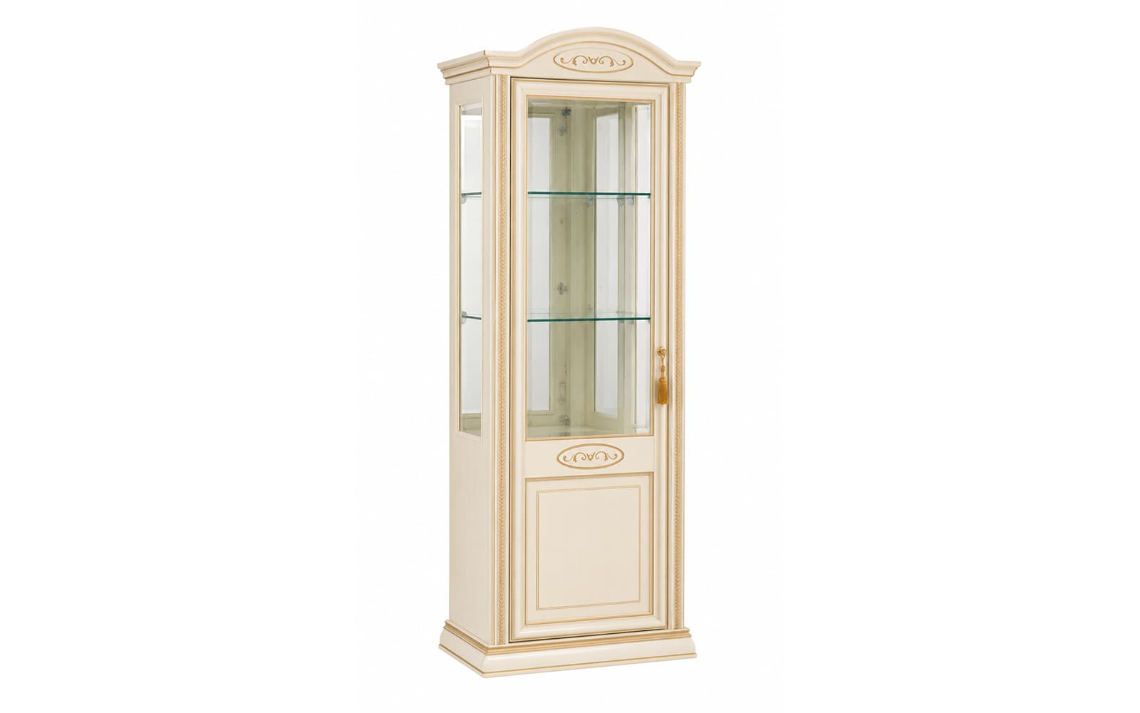 Vitrina Caterina, Lemn Masiv, Crem, 81 x 47 x 216 cm