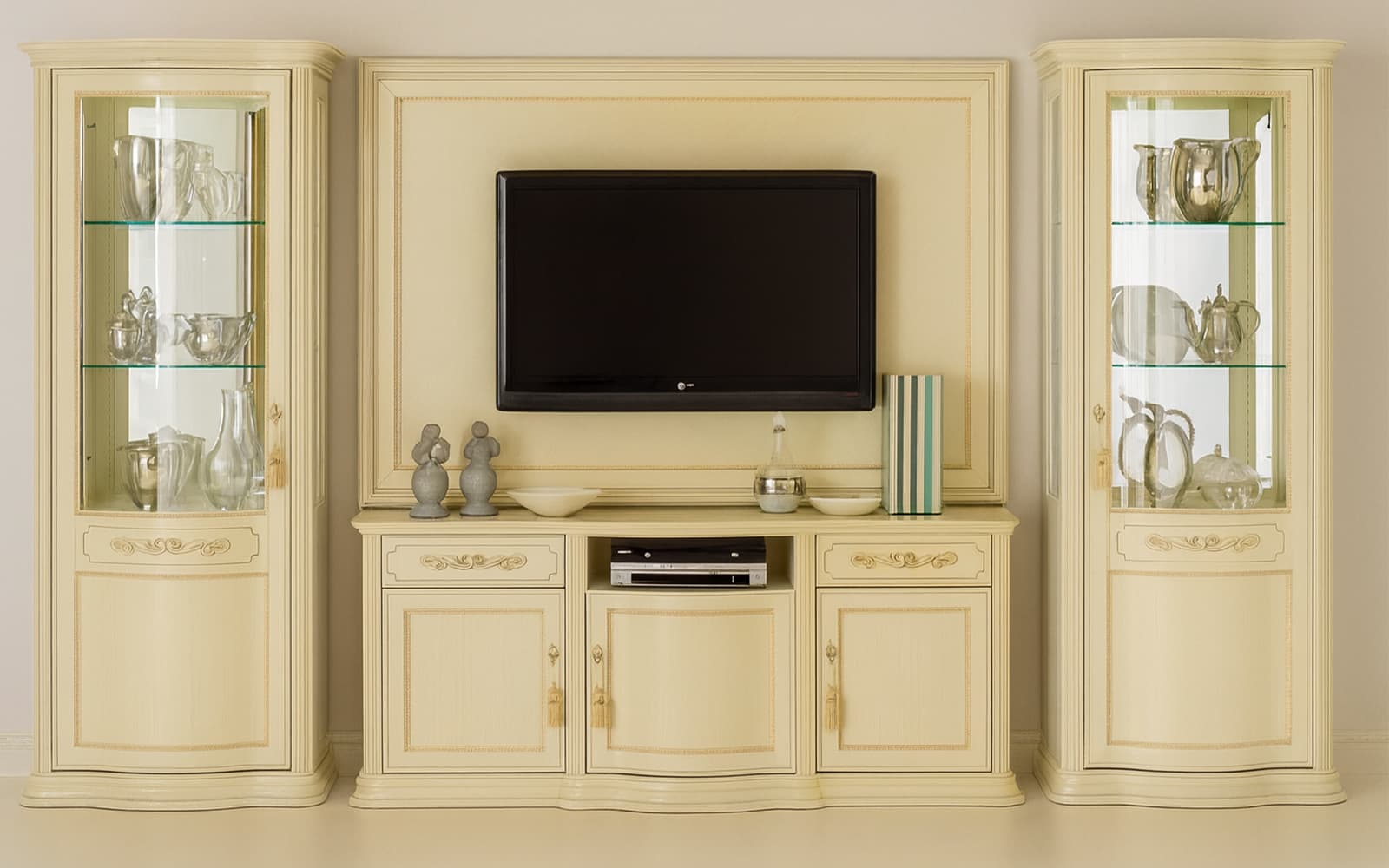 Set Living Caterina, Lemn Masiv, Crem