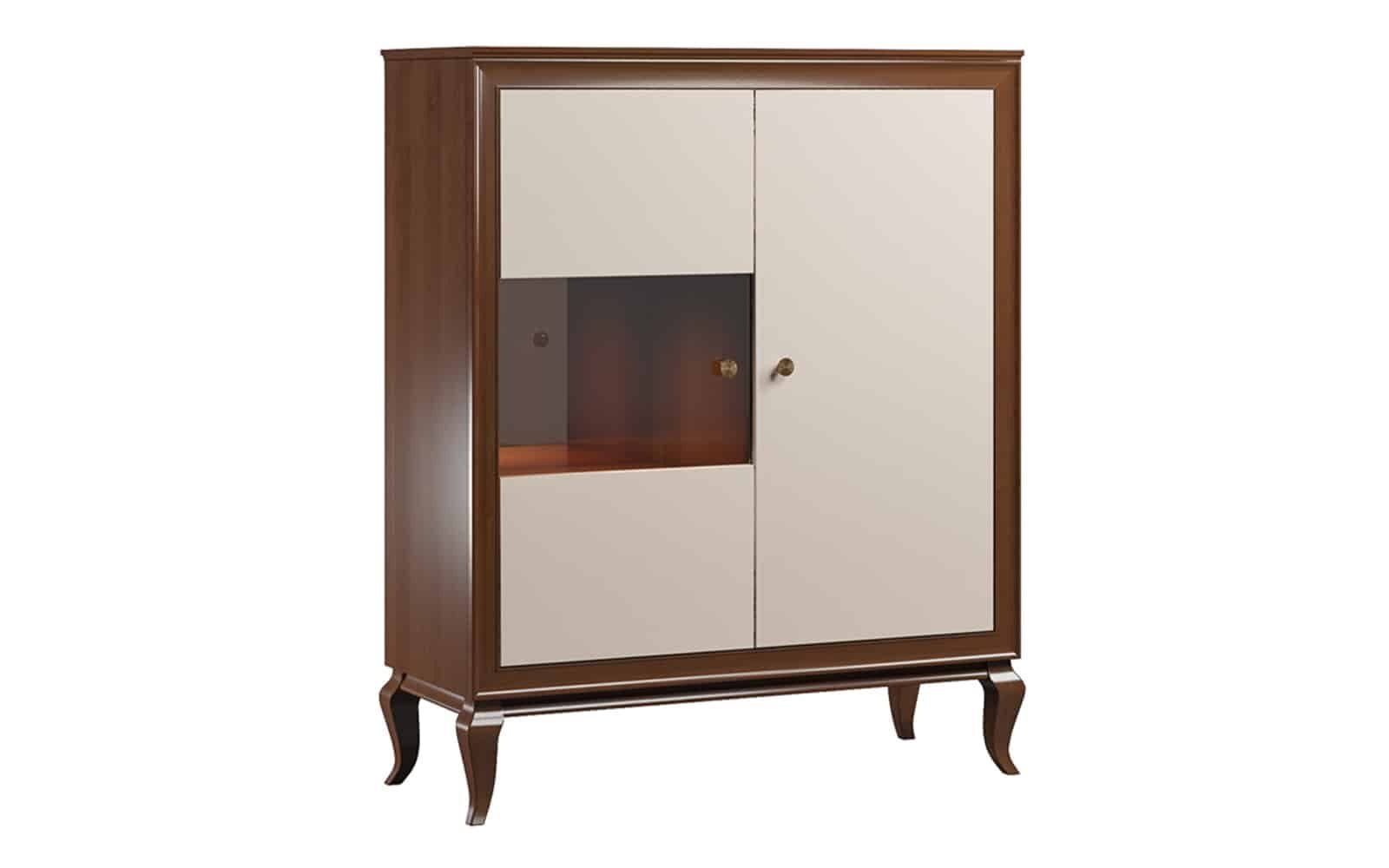 Bufet Nicola, 131x43x108cm, Alb-Nuc din lemn masiv