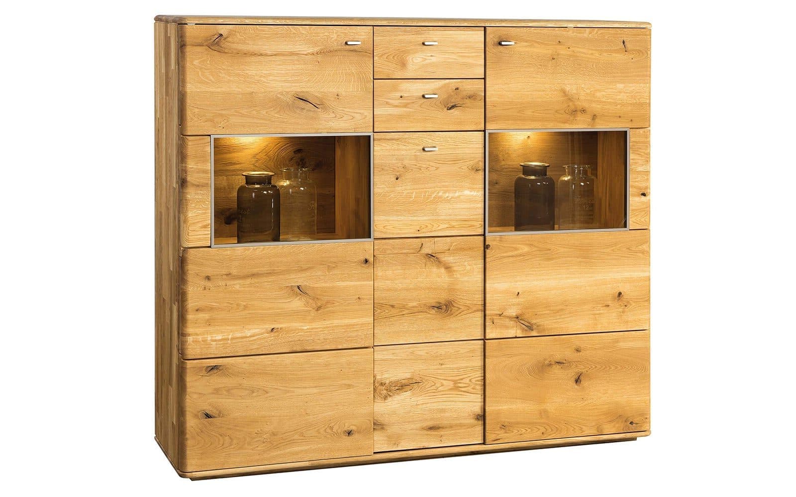 Comoda Siena, Lemn Masiv, Stejar Natur, 136x153x39 cm