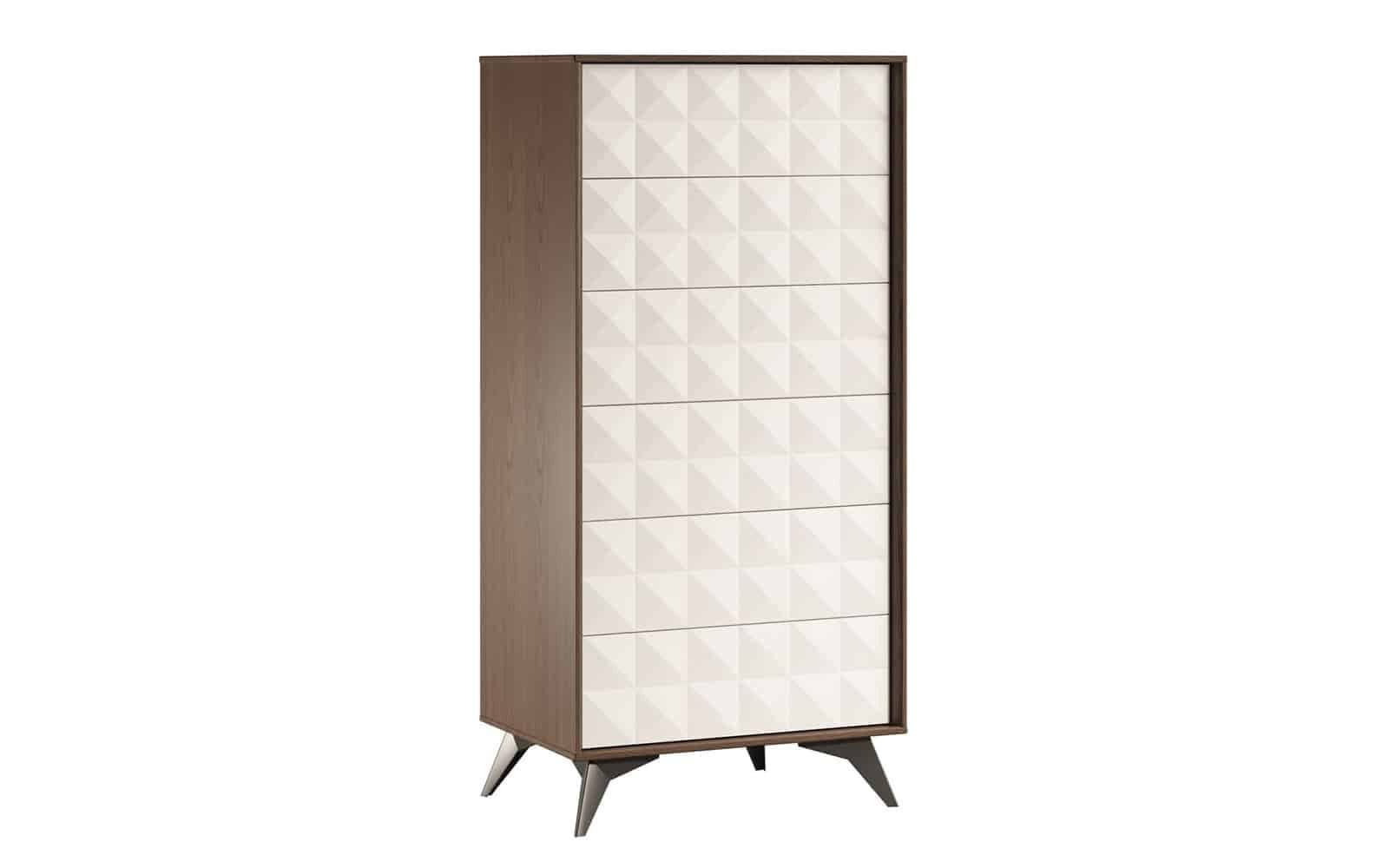 Comoda Zion, 158x43x125cm Crem-Nuc din lemn masiv