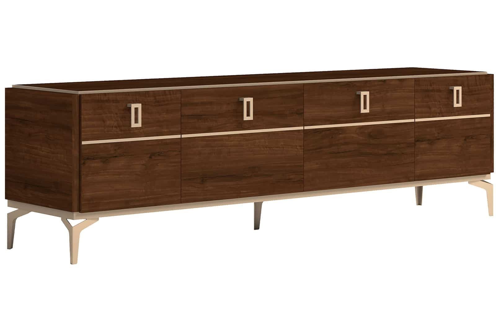 Comodă TV Devon, 195x49x59cm, Nuc Lucios