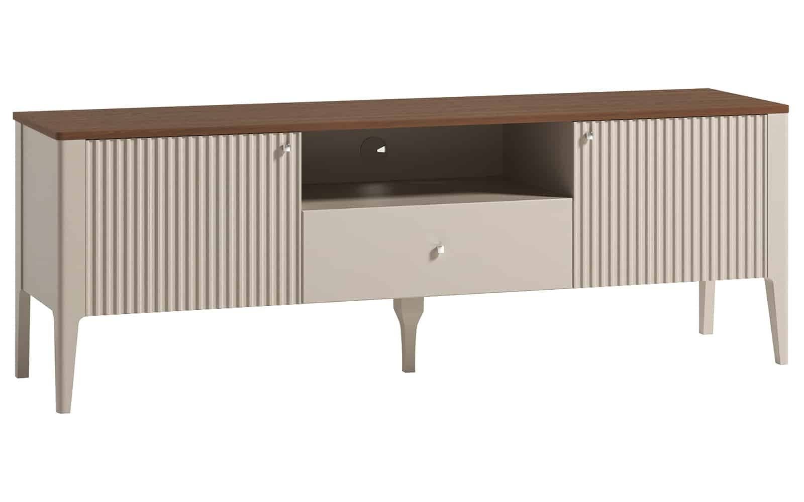 Comodă TV Napoli, 162x40x56cm, Crem/Nuc