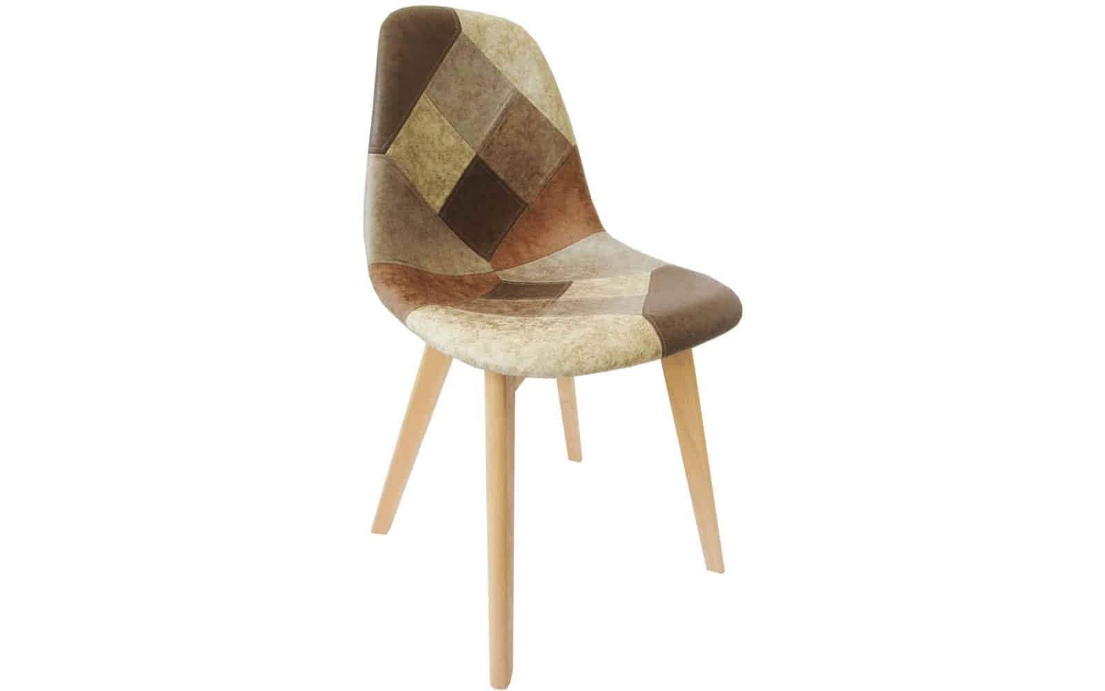 Scaun Dining Saleva, 46,5x52x82 cm, patchwork/fag din lemn masiv