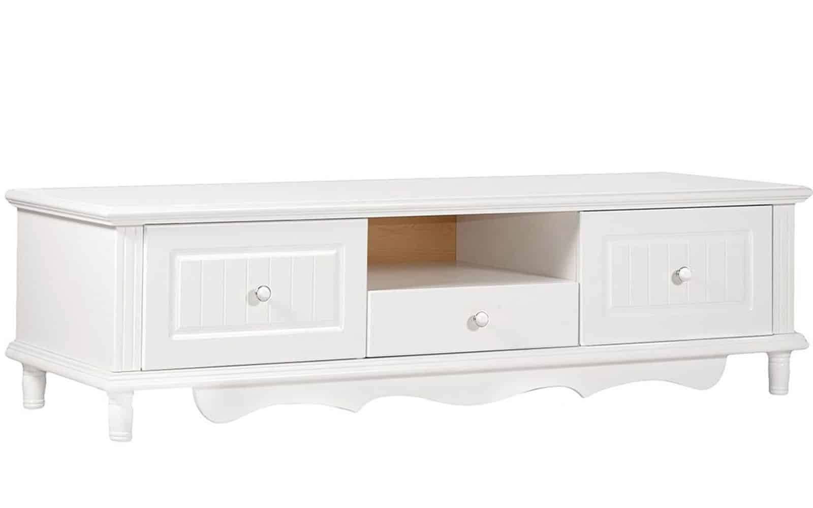 Comoda TV Elizabeth, 160x58x45cm, Alb din lemn masiv