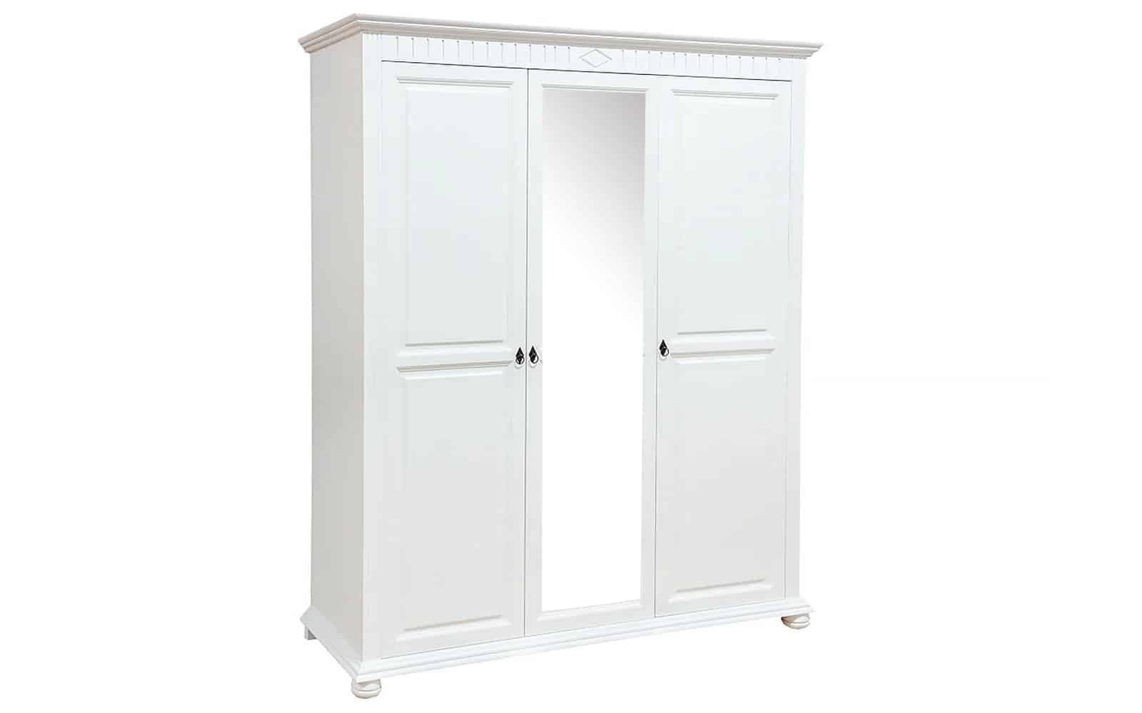 Dulap Natalie, cu Oglindă, Lemn Masiv, 170x60x210cm, Alb