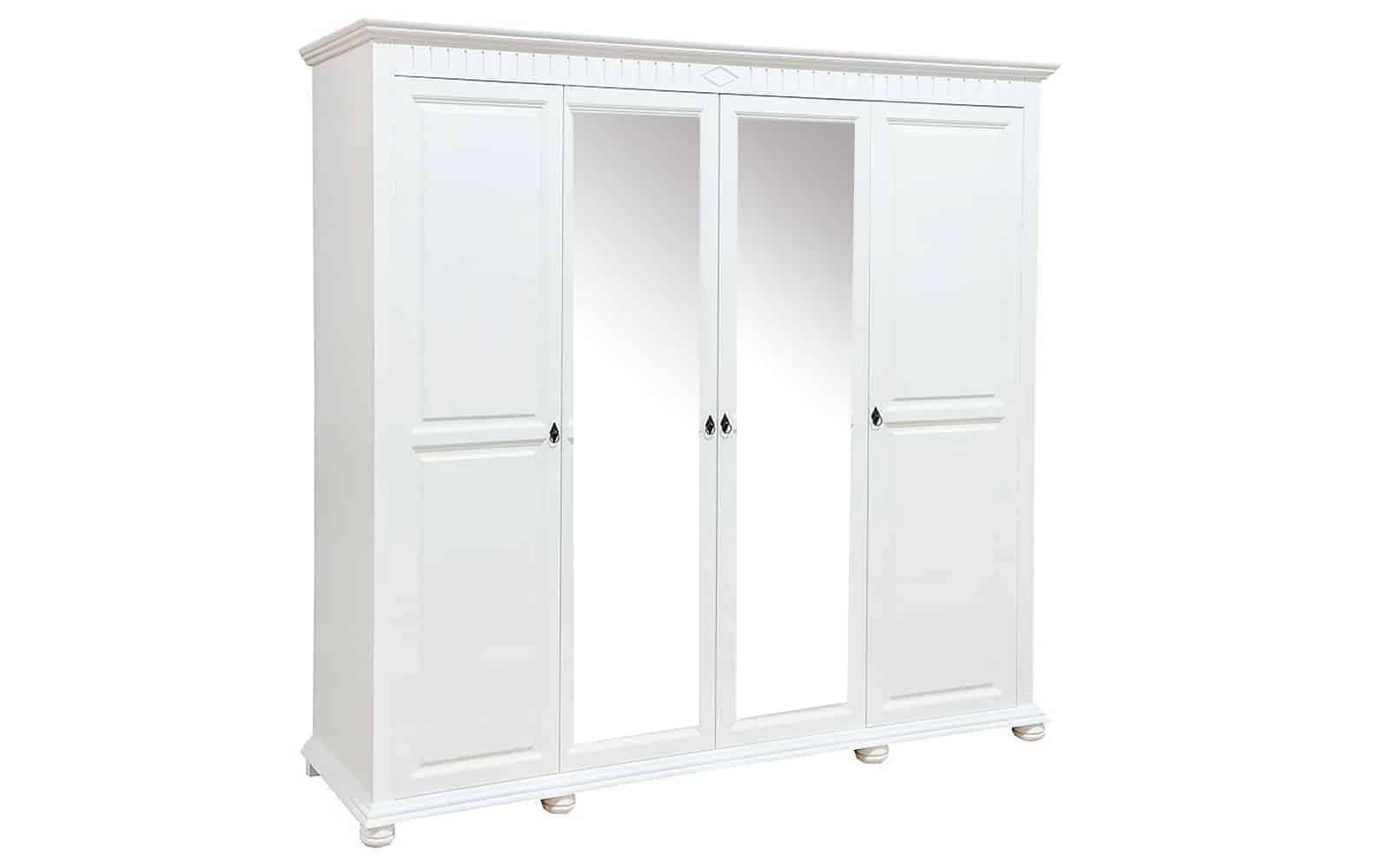 Dulap Natalie, cu Oglinzi, Lemn Masiv, 221x60x210cm, Alb