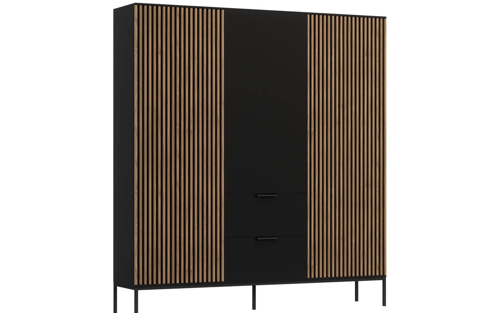 Dulap Sia, 185x60x200cm, Negru din lemn masiv