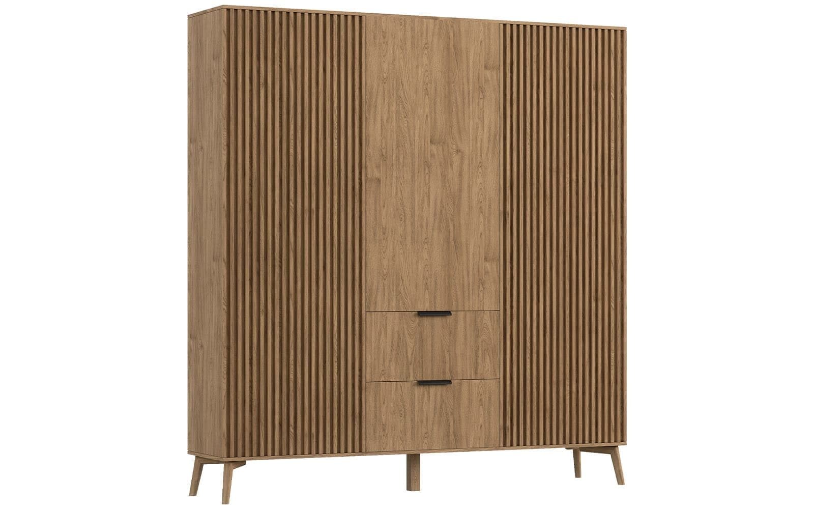 Dulap Sia, 185x60x192cm, Nature din lemn masiv