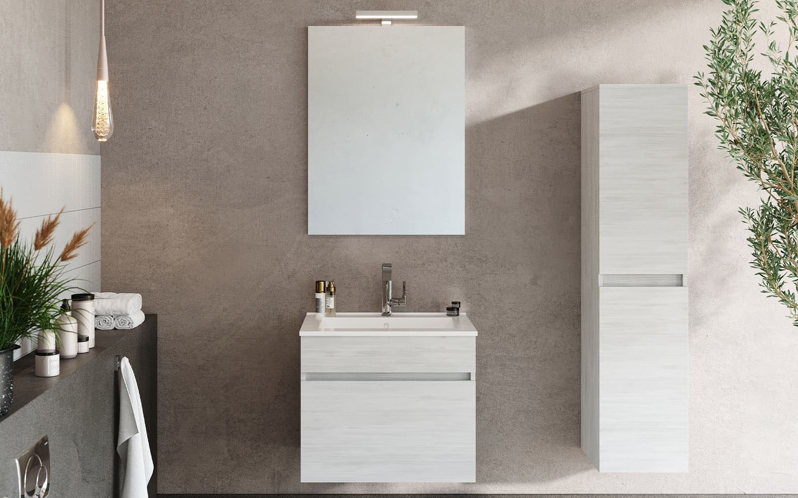 Set Mobilier Baie Suspendat Salta, Personalizabil din lemn masiv
