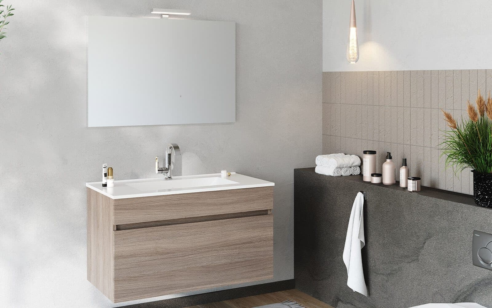 Set Mobilier Baie Suspendat Salta, 100cm din lemn masiv