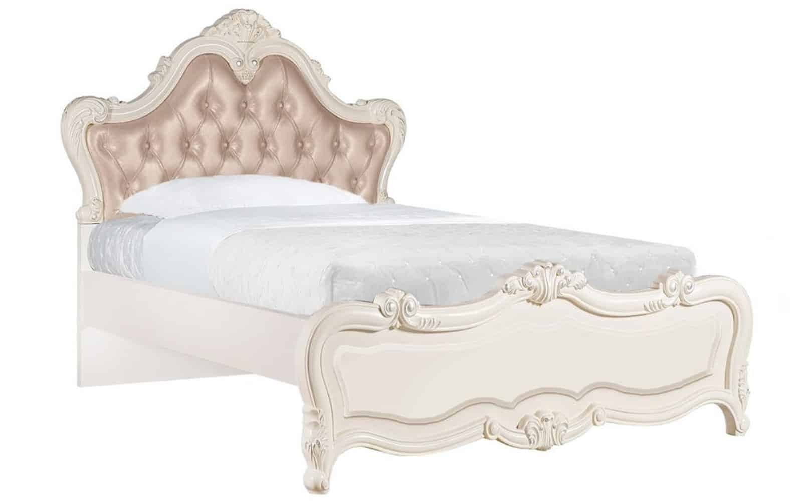 Pat Tapițat Crown Paris, 120x200cm, Alb/Beige