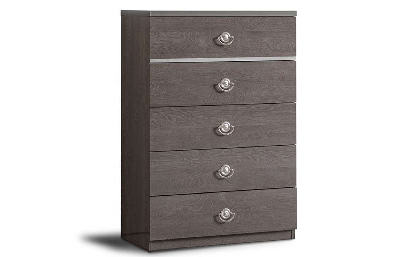 Comoda Tabacco, Gri Lucios, 83x43x121 cm