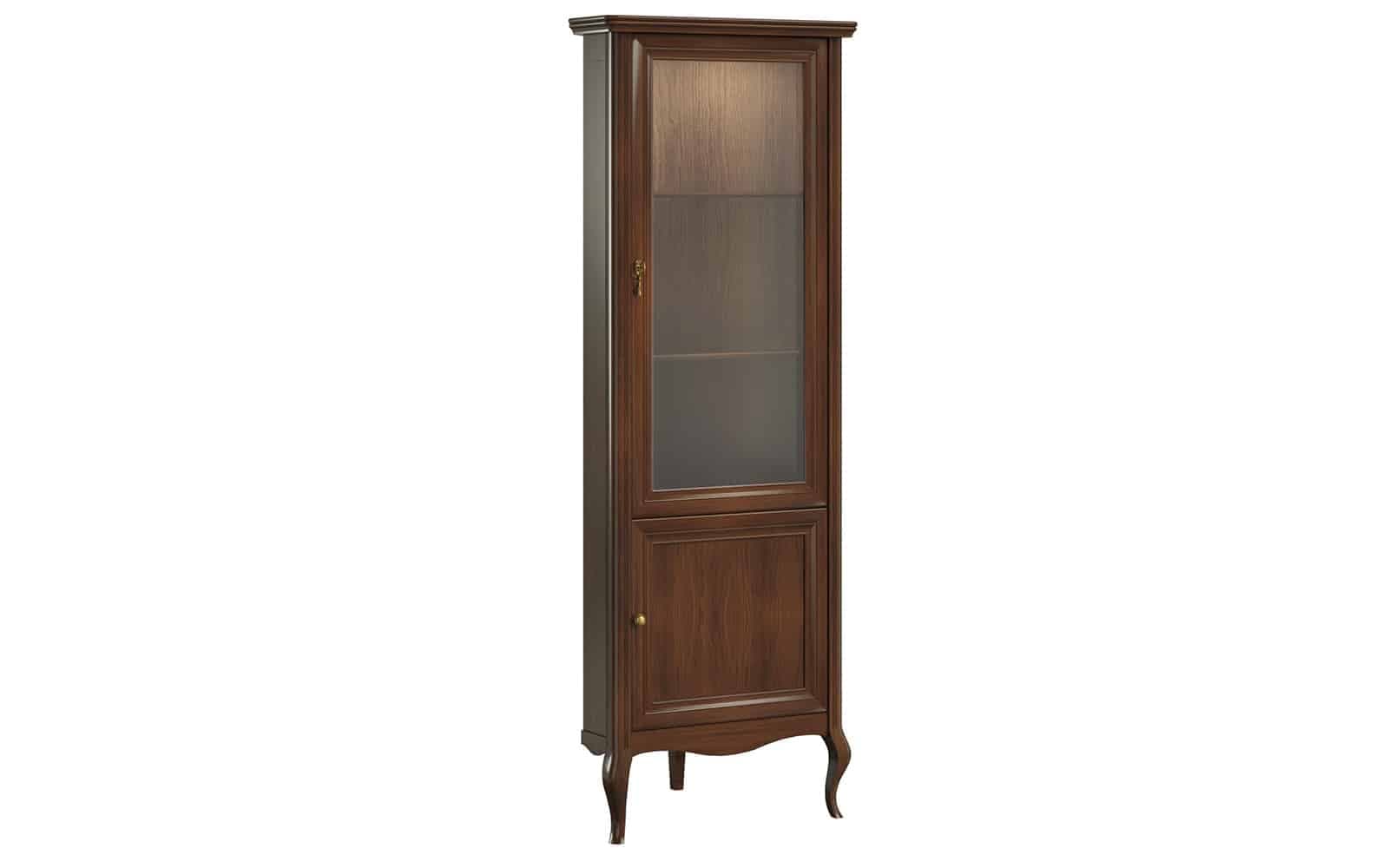 Vitrină Alexandros, Nuc, 74,2 x 47,2 x 207,5 cm din lemn masiv
