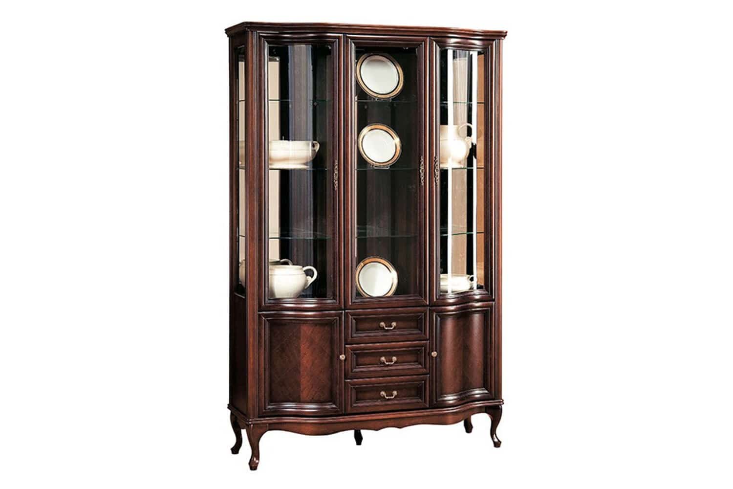 Vitrină Weston III, 3 Uși, 142,6 x 52,5 x 206 cm din lemn masiv
