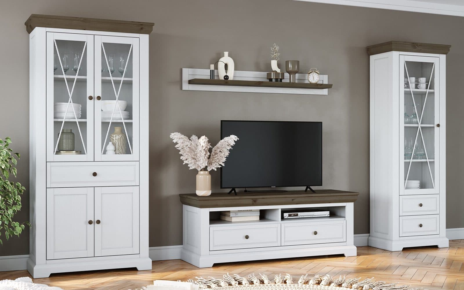 set living iris, lemn masiv, alb natur (copiază)