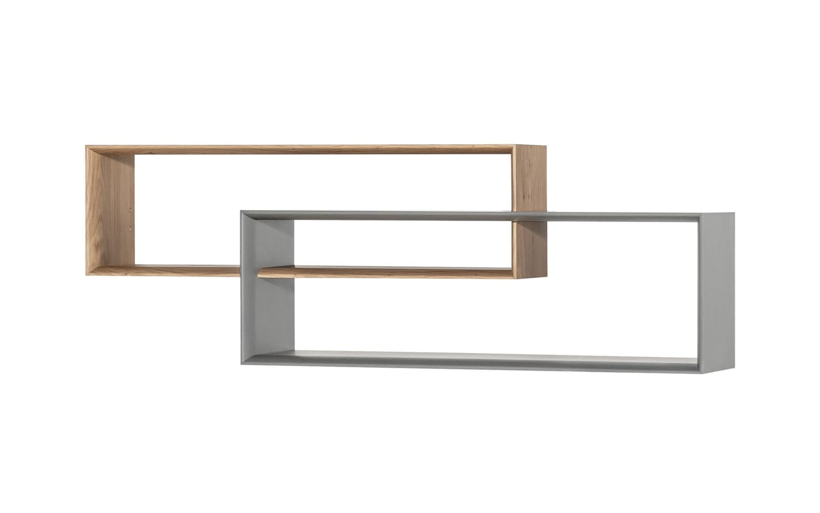 Polita de perete KUADRAT – design modern în stejar și gri