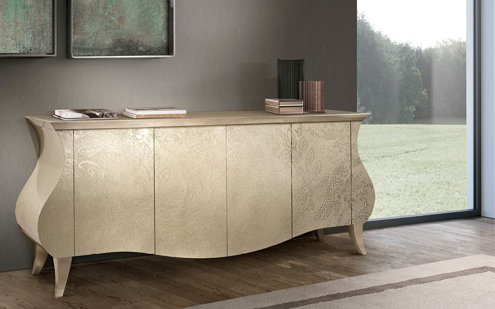 Comoda Glamour, Lemn Masiv, 218x56x88cm