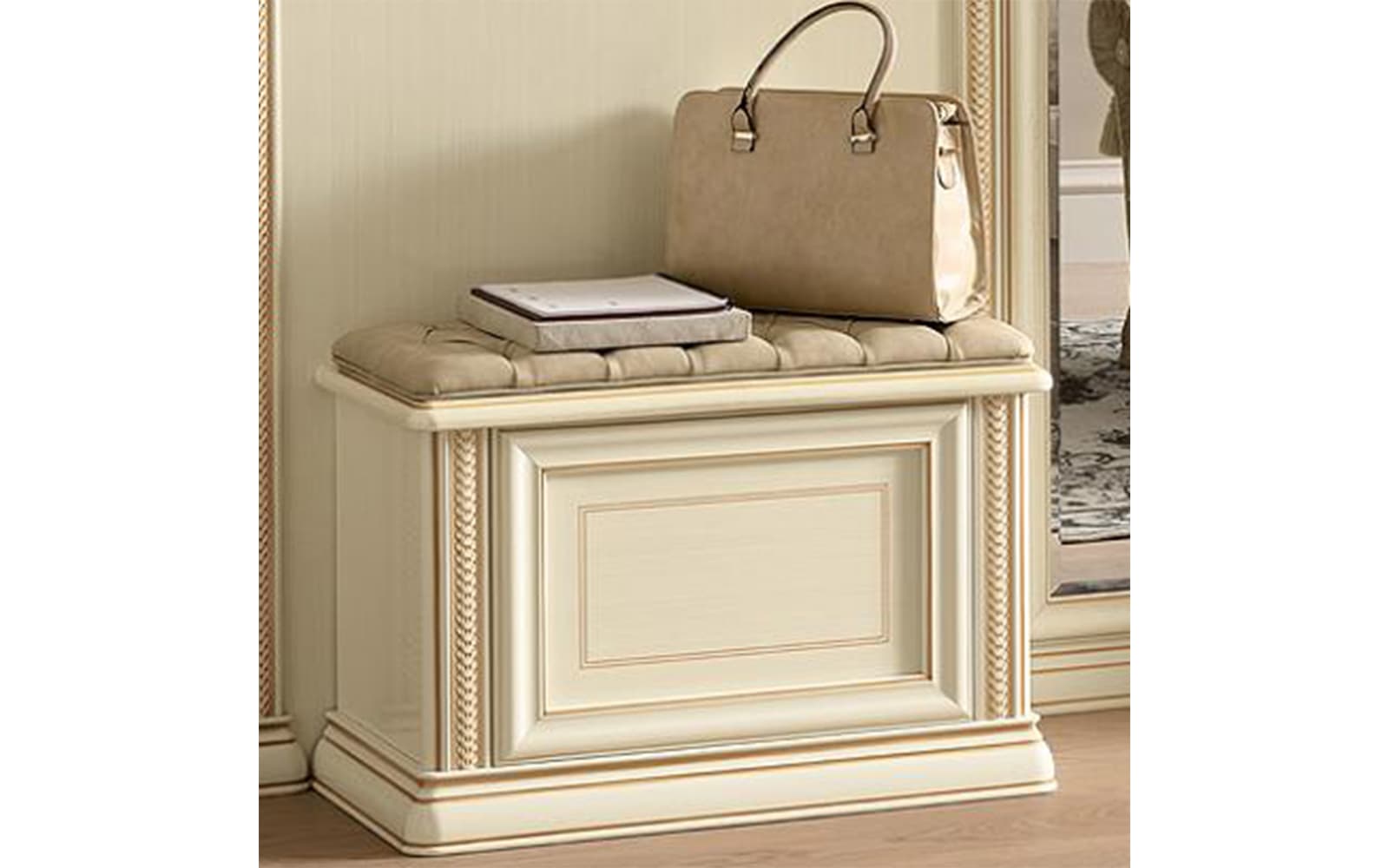 Bancă cu ladă de depozitare Caterina, 76×40×50 cm din lemn masiv