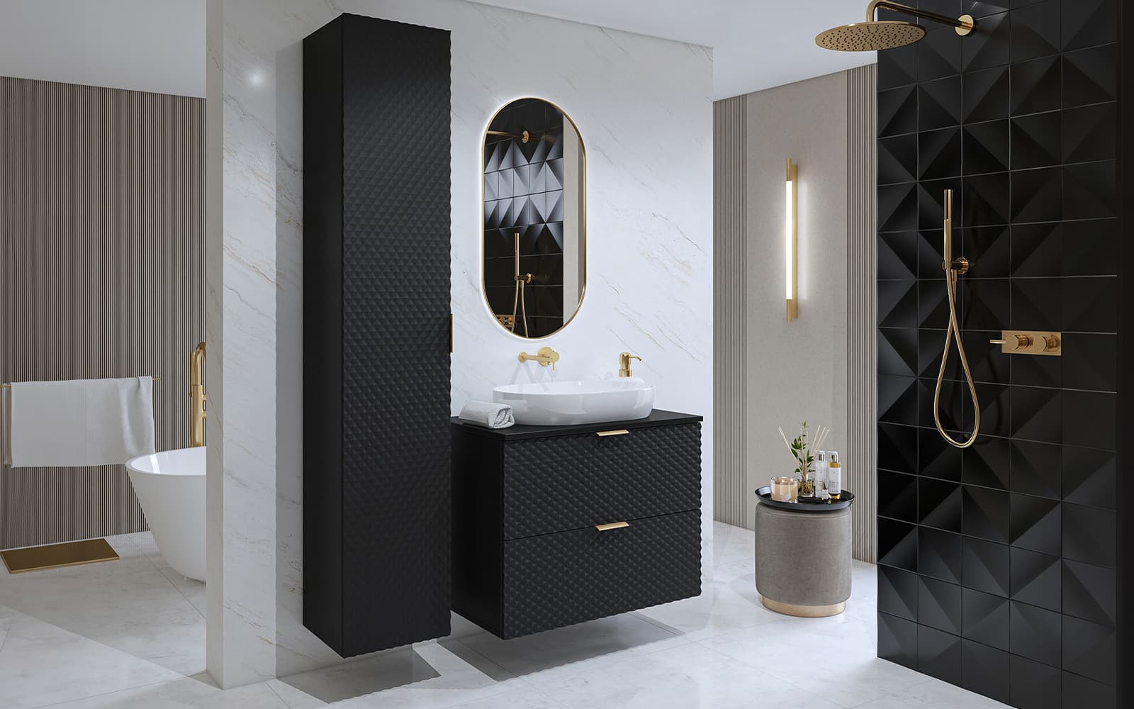 Set mobilier baie Liora, Personalizabil din lemn masiv