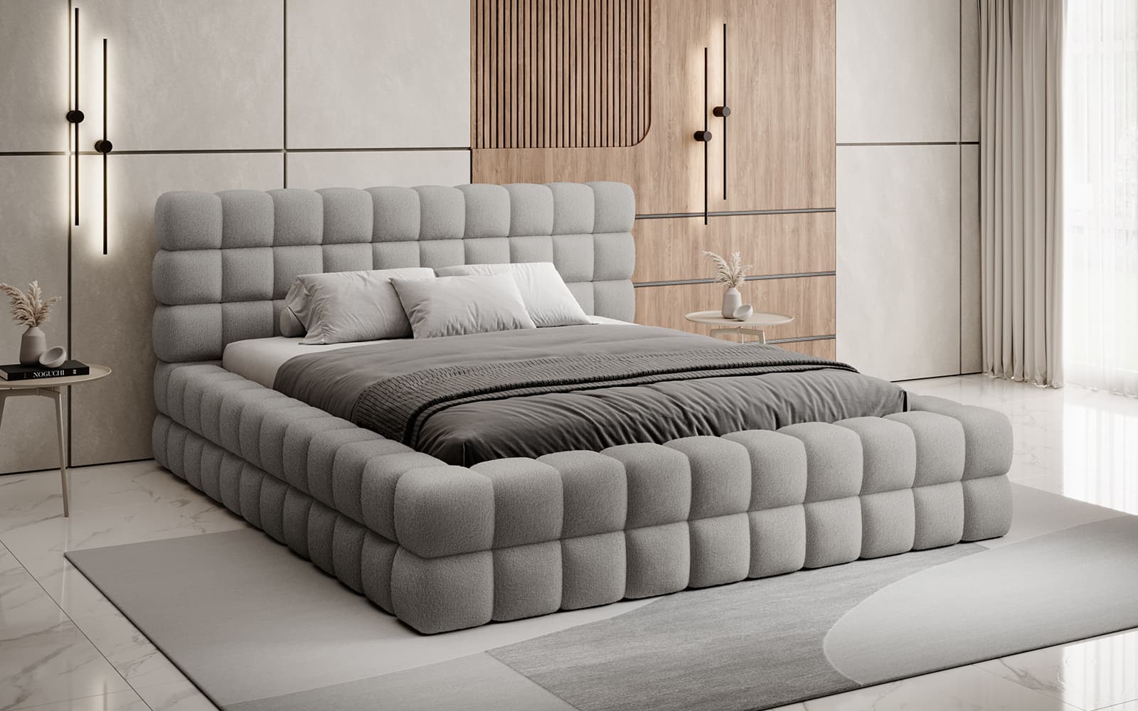 Pat Tetrix 180x200, Material Royal 04, Mobarta din lemn masiv