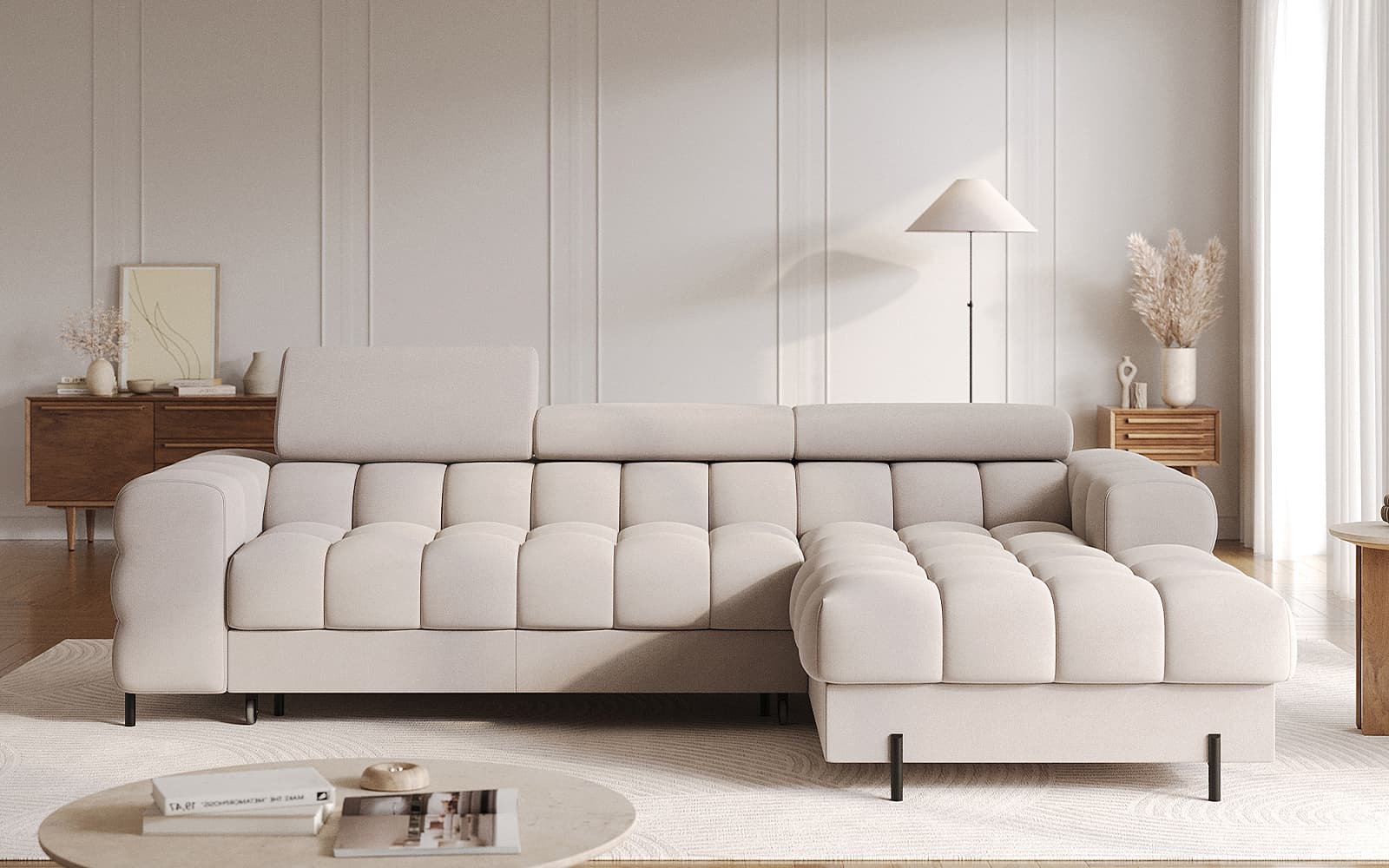 Colțar Felaro extensibil, 285×181 cm din lemn masiv