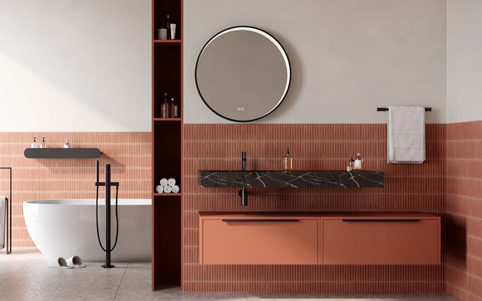 Set mobilier baie suspendat Avena 160 cm, Personalizabil din lemn masiv