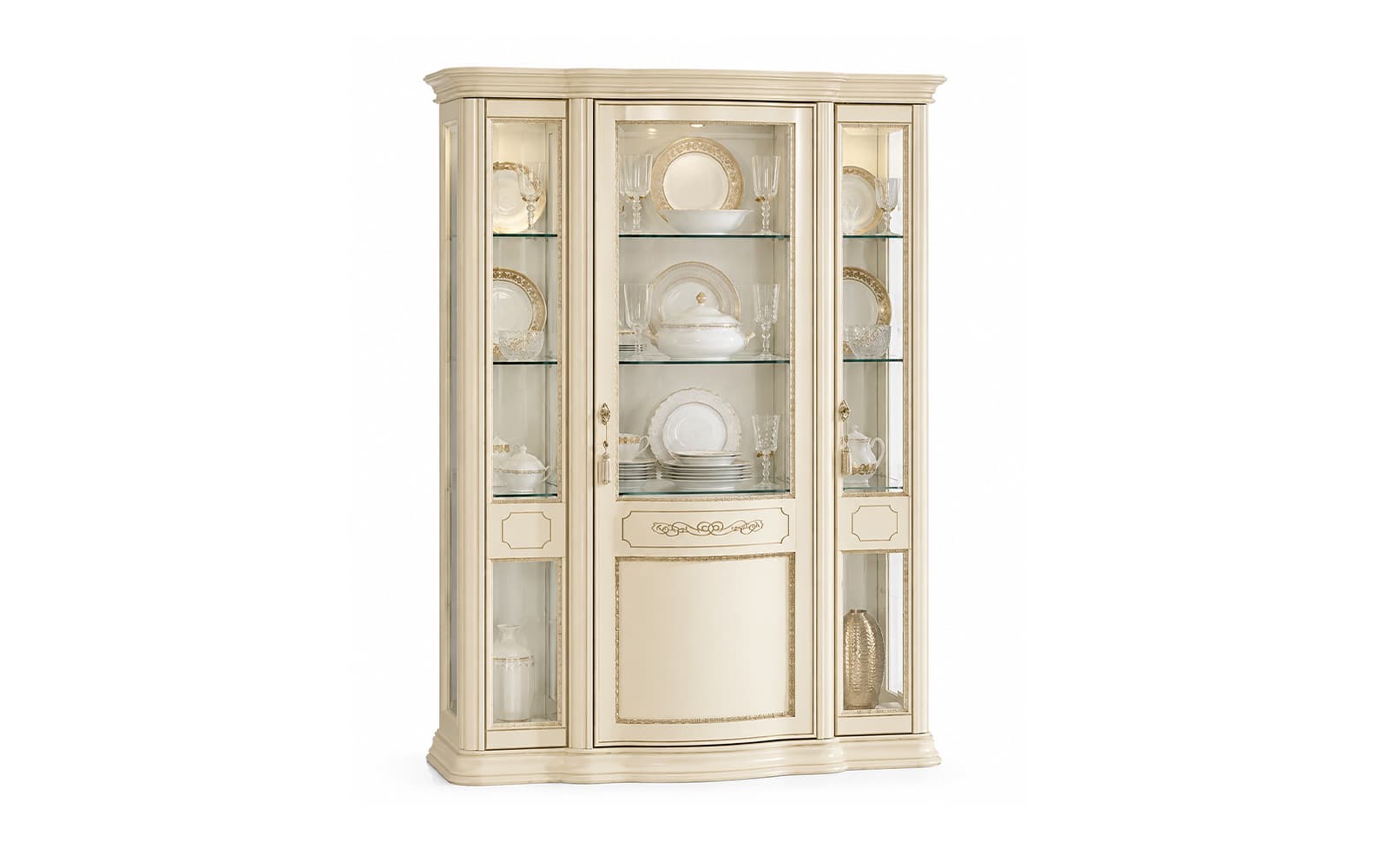 Vitrina Bologna, 130x56x208 cm din lemn masiv