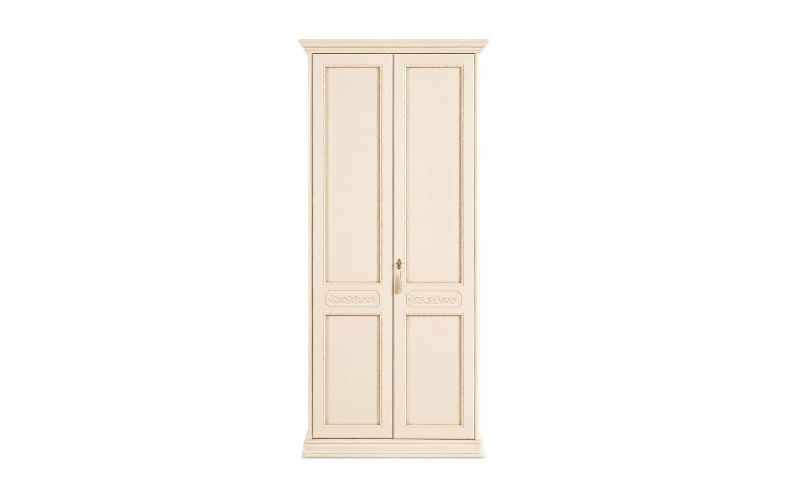 Dulap 2 Uși Bologna, 106,4×65,2×240 cm, Nuc/Crem din lemn masiv