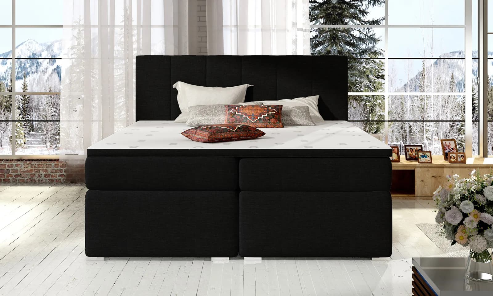 Pat boxspring Bolero 180X200 din lemn masiv