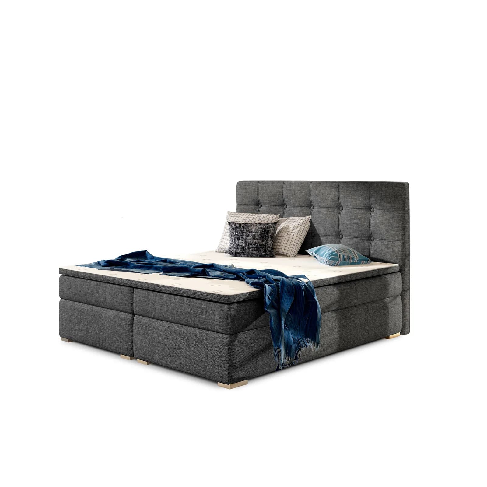 Pat boxspring Inez 140X200 din lemn masiv