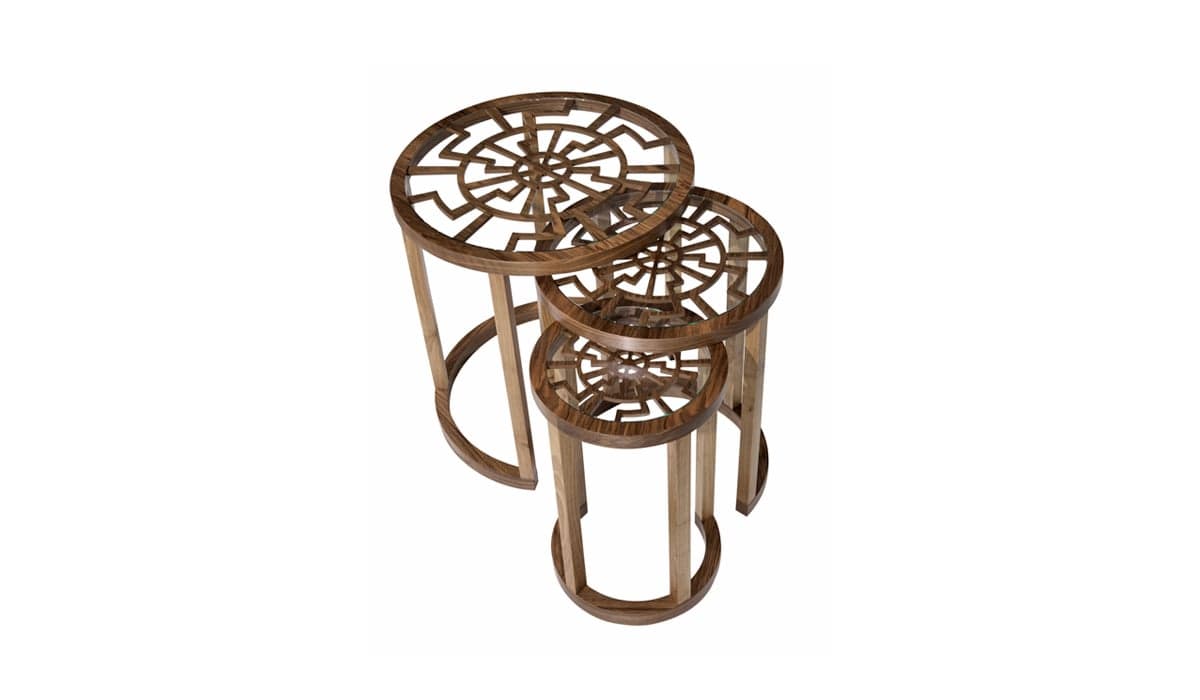 Set măsuțe Zetzet, Ø 60 x 64 / Ø 47 x 58 / Ø 34 x 53 cm