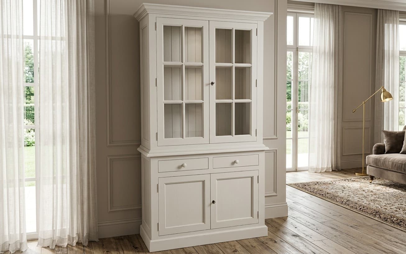 Bibliotecă Heritage, 2 uși și 2 sertare, 129x48x222 cm