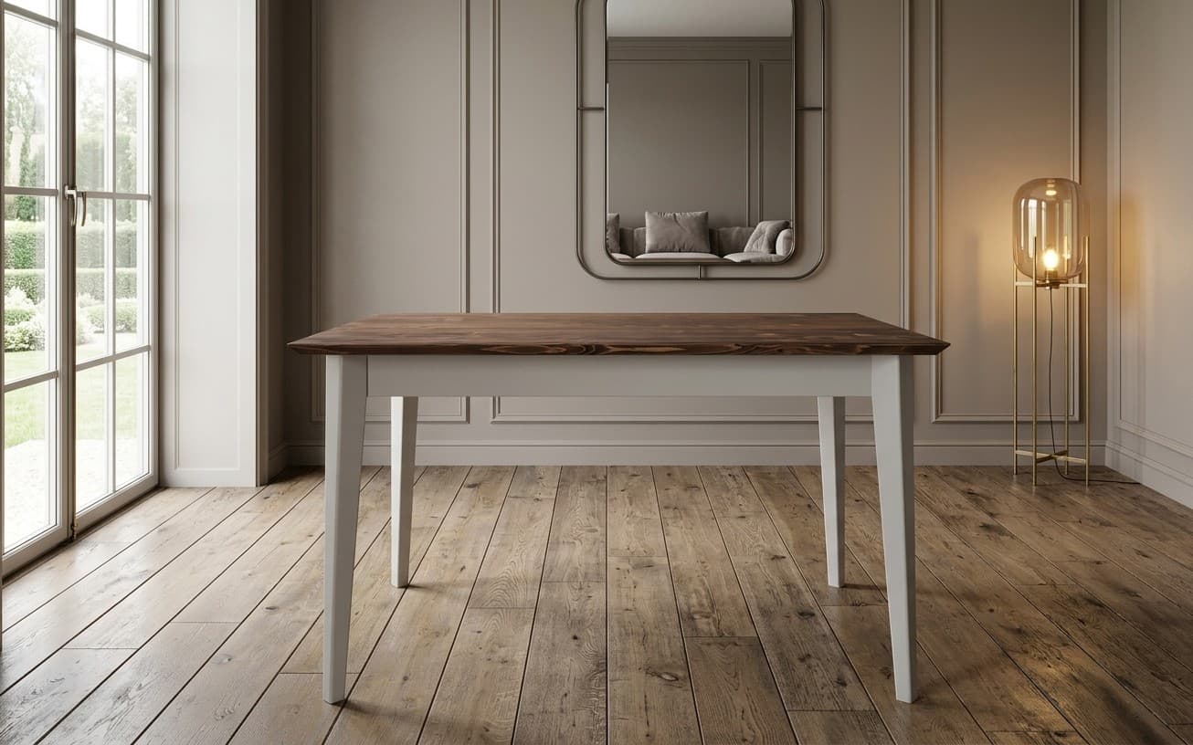Masă Dining Timeless, Lemn Masiv, 120x80x76 cm, Alb