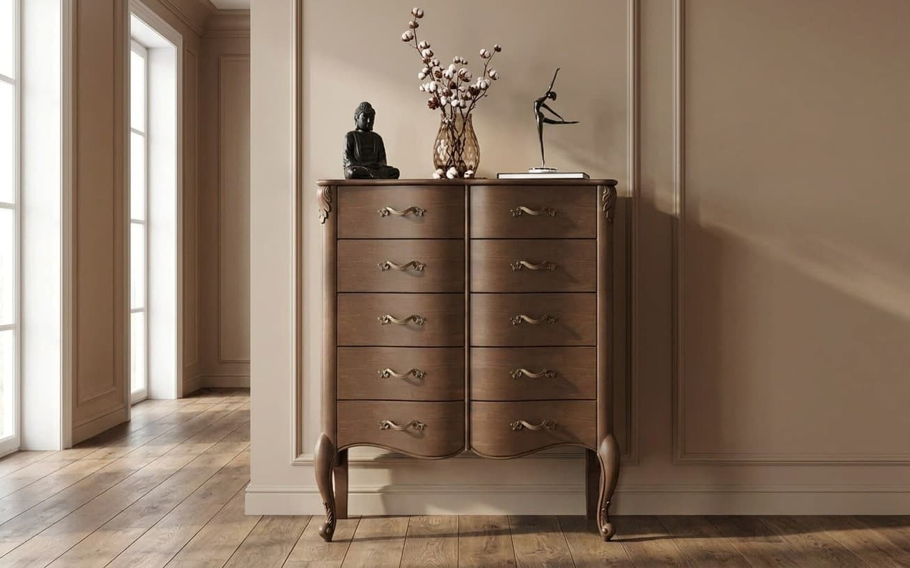 Bufet Celisea, 10 Sertare, Lemn Masiv, 101,5 x 49 x 118 cm