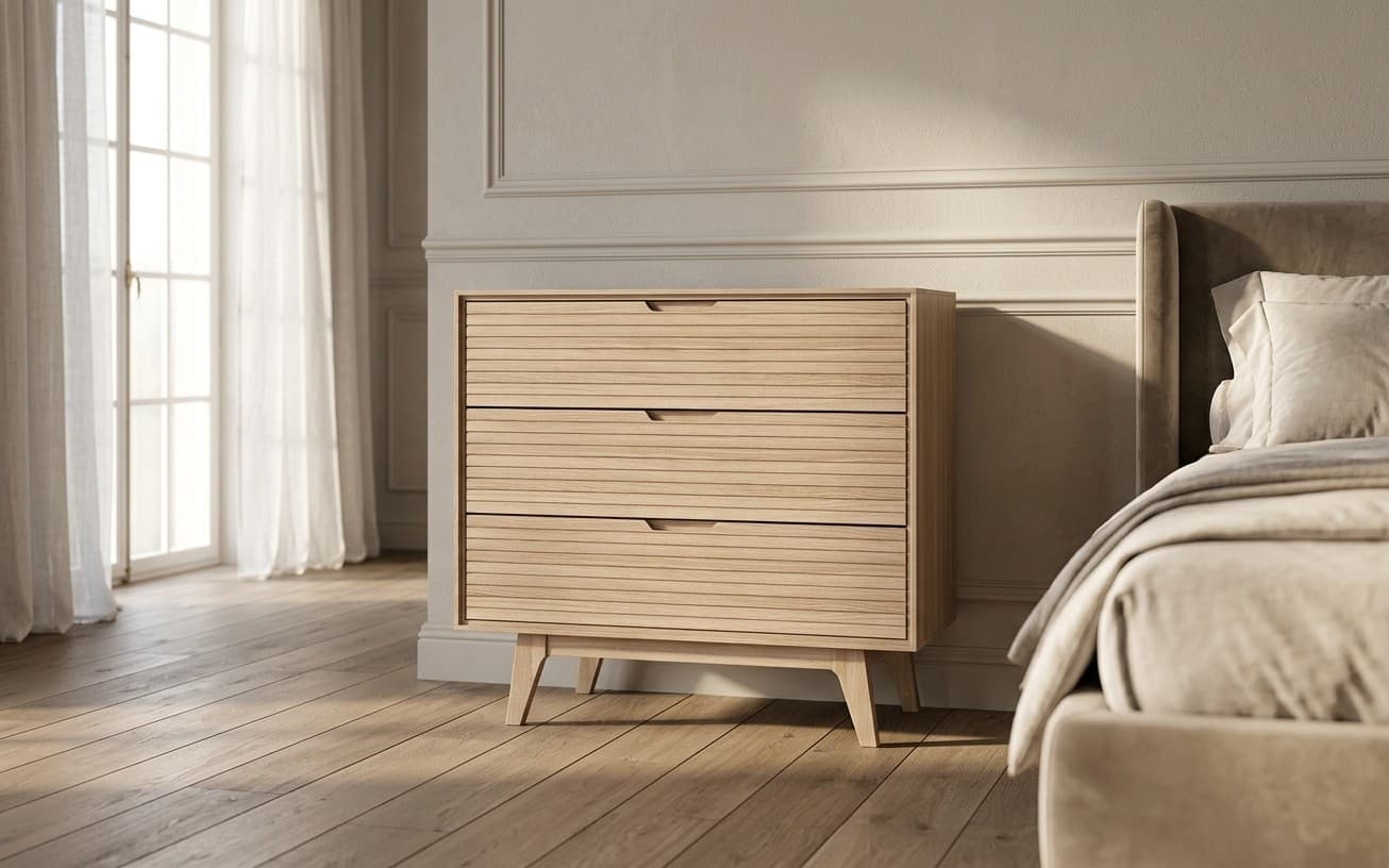 Comoda Brooklyn, Lemn Masiv 3 Sertare, 85 x 45 x 80 cm