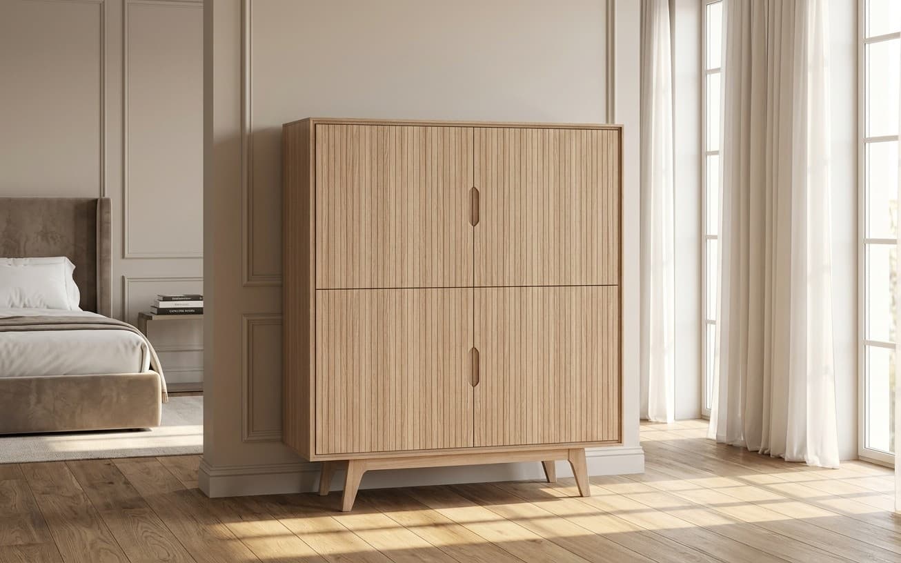 Comoda Brooklyn, Lemn Masiv 4 usi, 115 x 45 x 133 cm