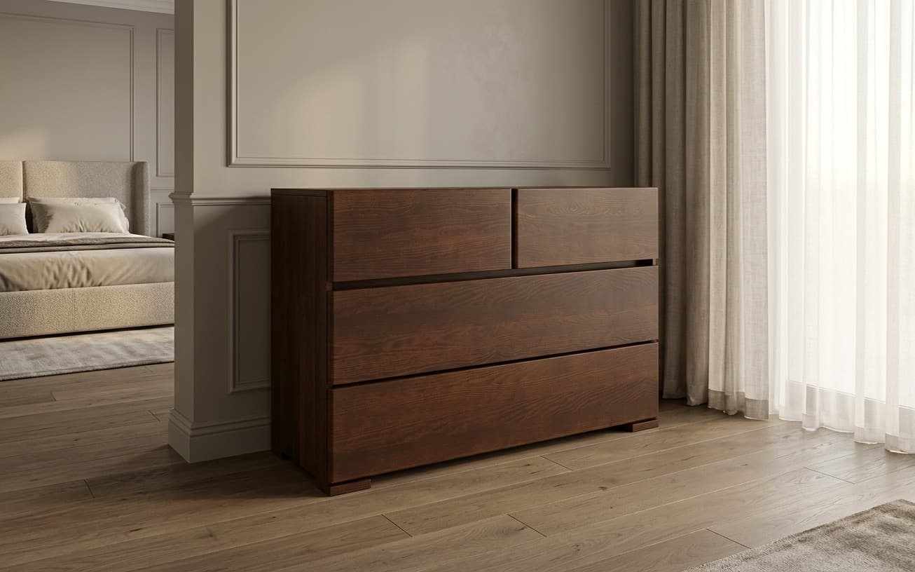 Comodă TerraCraft, Lemn Masiv Pin, 2+2 Sertare, 120x45x81cm