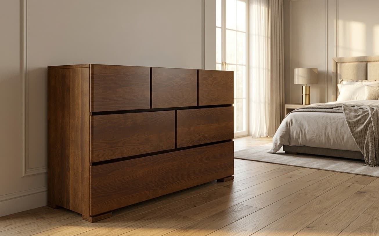 Comodă TerraCraft, Lemn Masiv Pin, 3+2+1 Sertare, 120x45x81cm