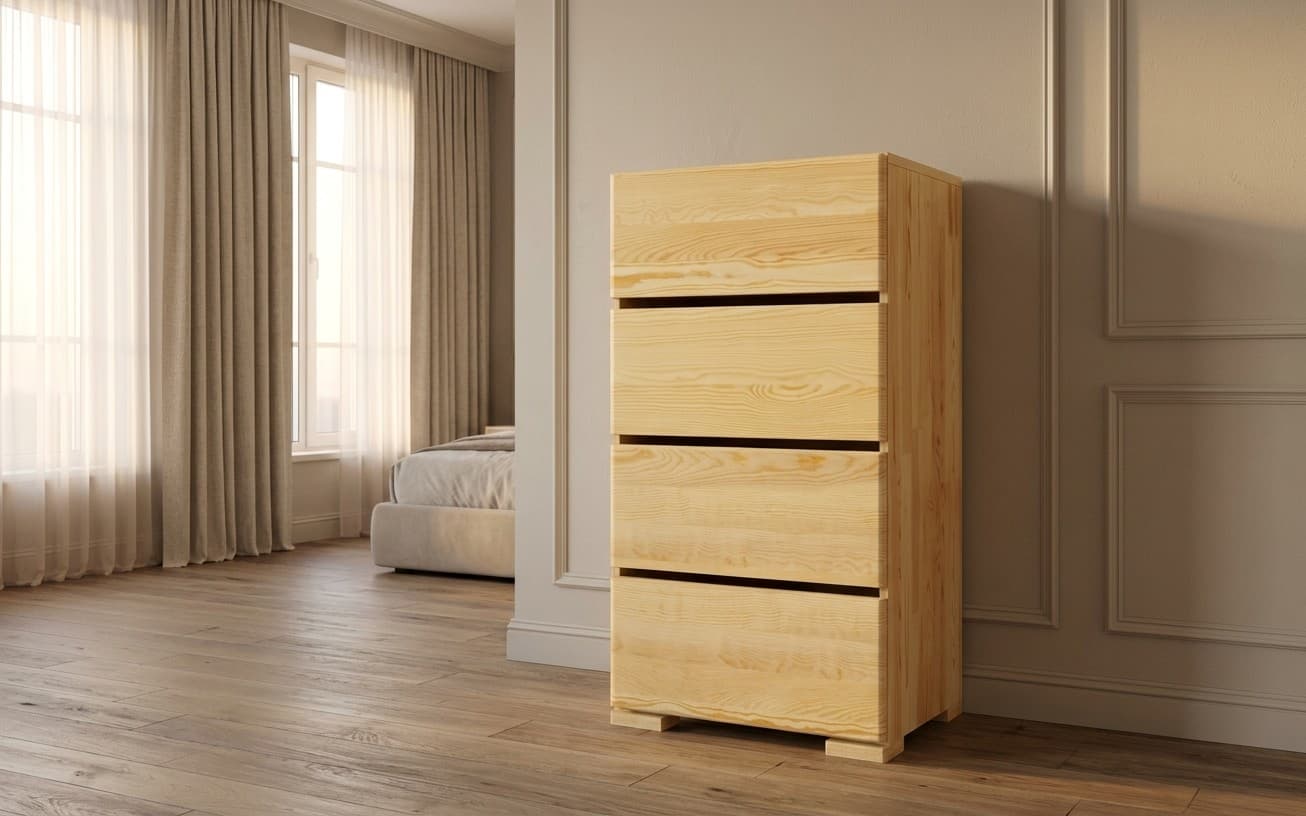 Comodă TerraCraft, Lemn Masiv Pin, 4 Sertare, 60x45x108cm