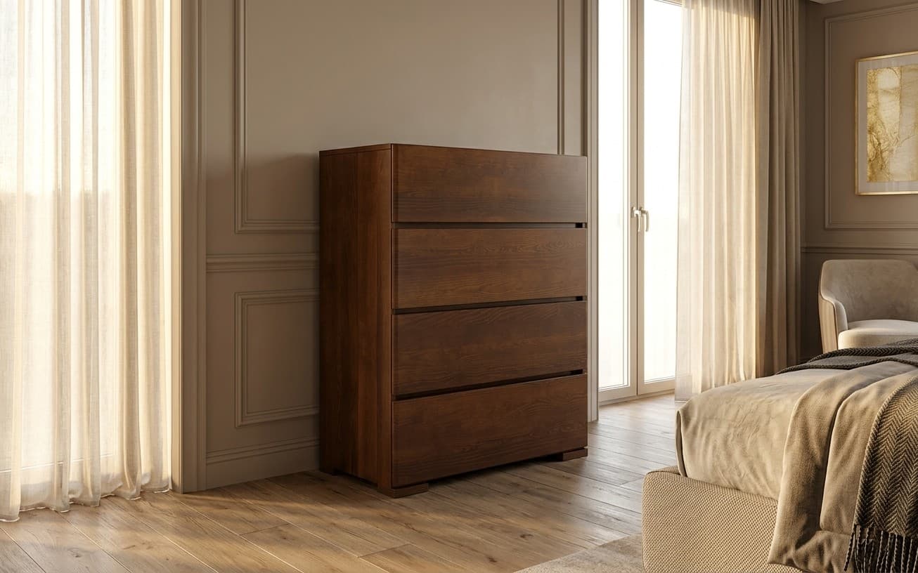 Comodă TerraCraft, Lemn Masiv Pin, 4 Sertare, 80x45x108cm