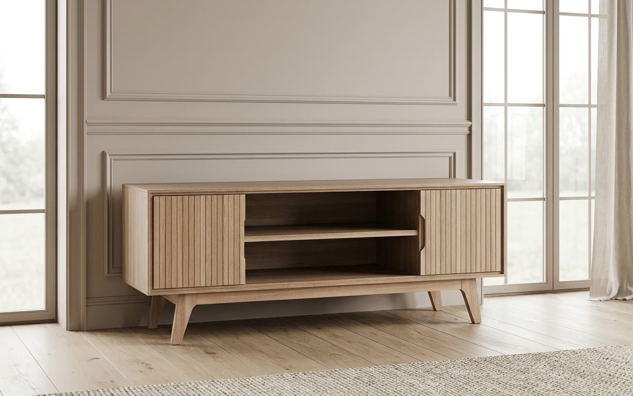 Comoda TV Brooklyn, Lemn Masiv, 140 x 45 x 55 cm
