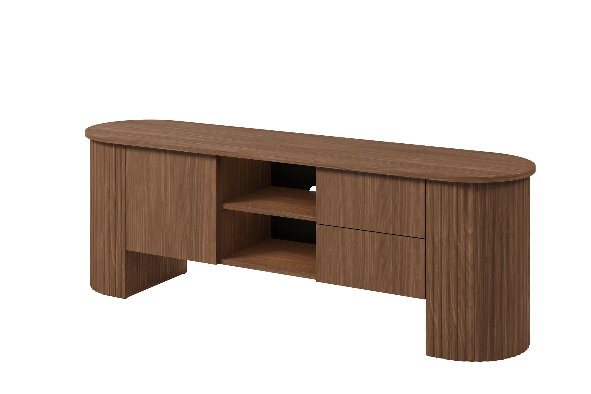 Comodă TV Cavo cu 1 ușă și 2 sertare, 180x45x60 cm — nuc Lincoln