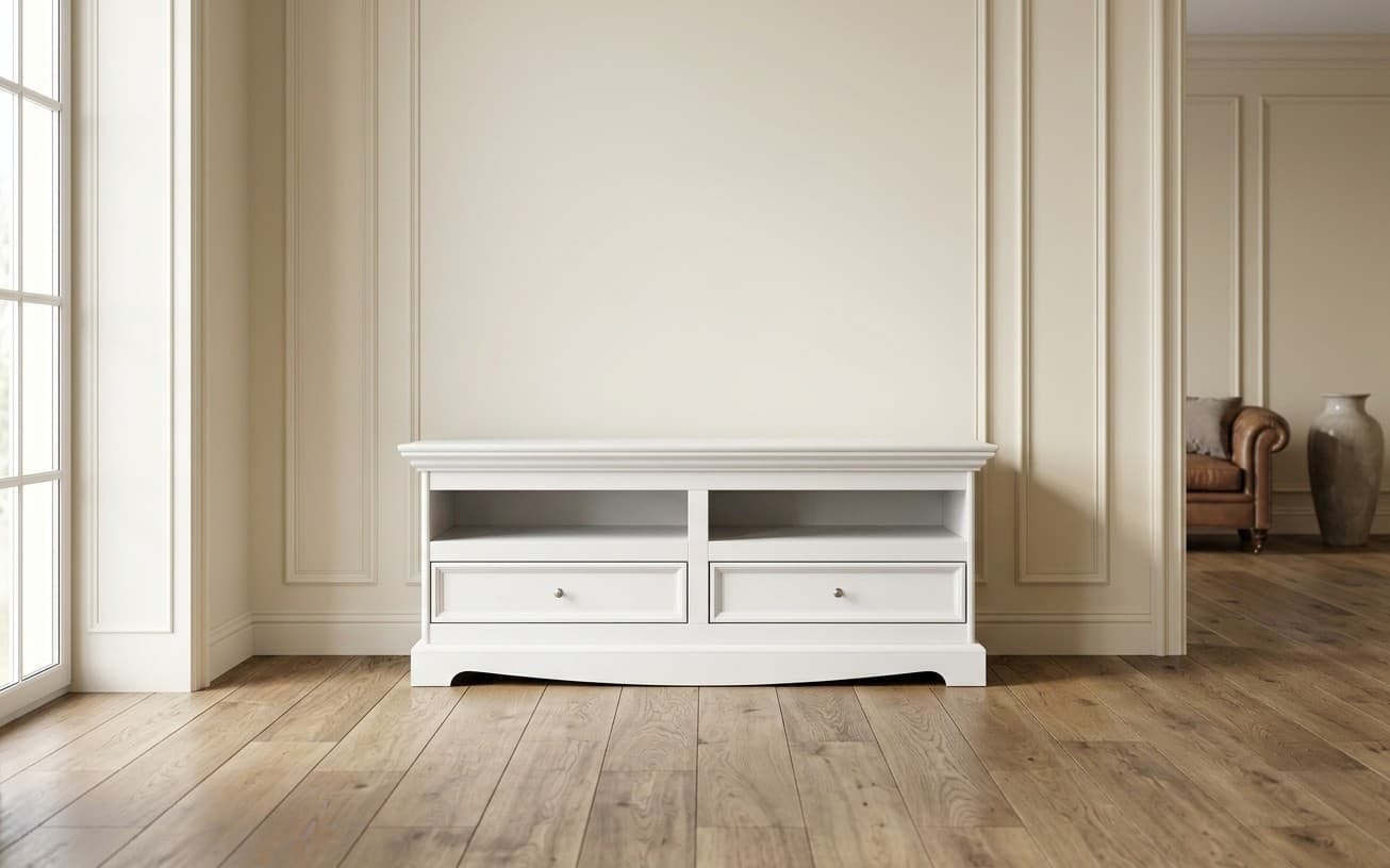 Comodă TV Linea, Lemn Masiv, 111x53x53cm, Alb