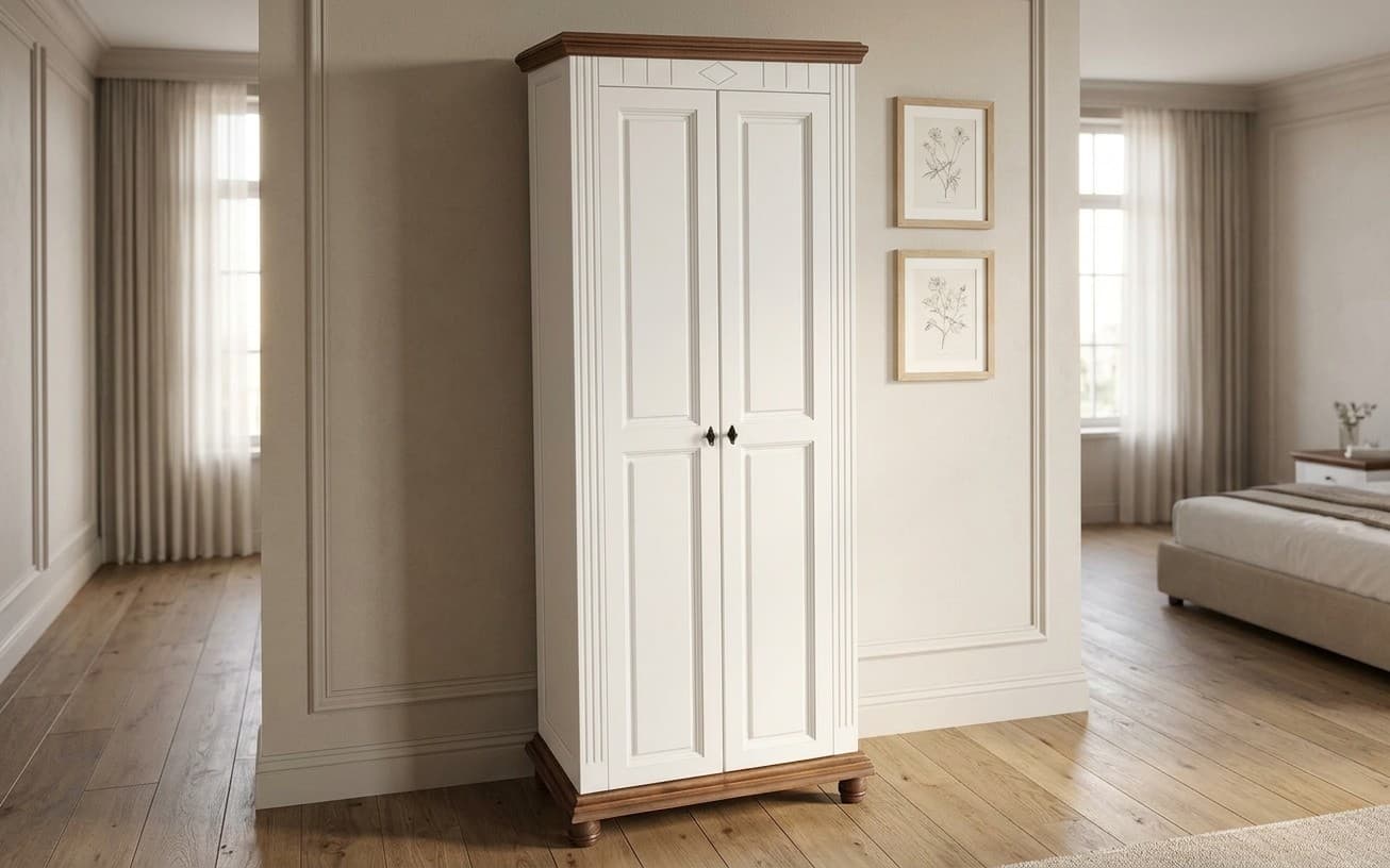 Dulap Hol Sonya, Lemn Masiv, 71x41x193cm, Alb-Maro