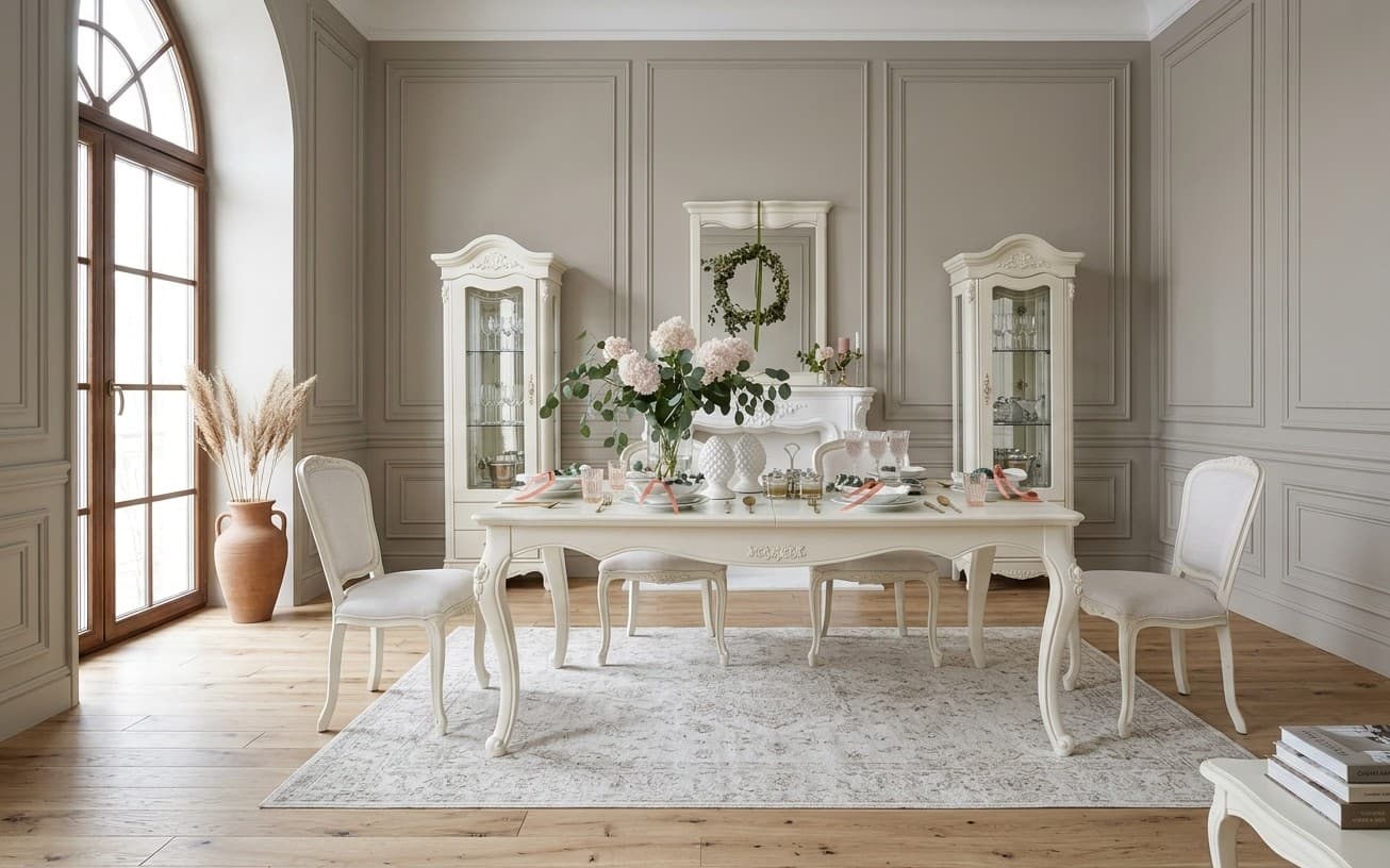 Masă Dining Extensibilă Paris, 180/240x100x80cm, Ecru