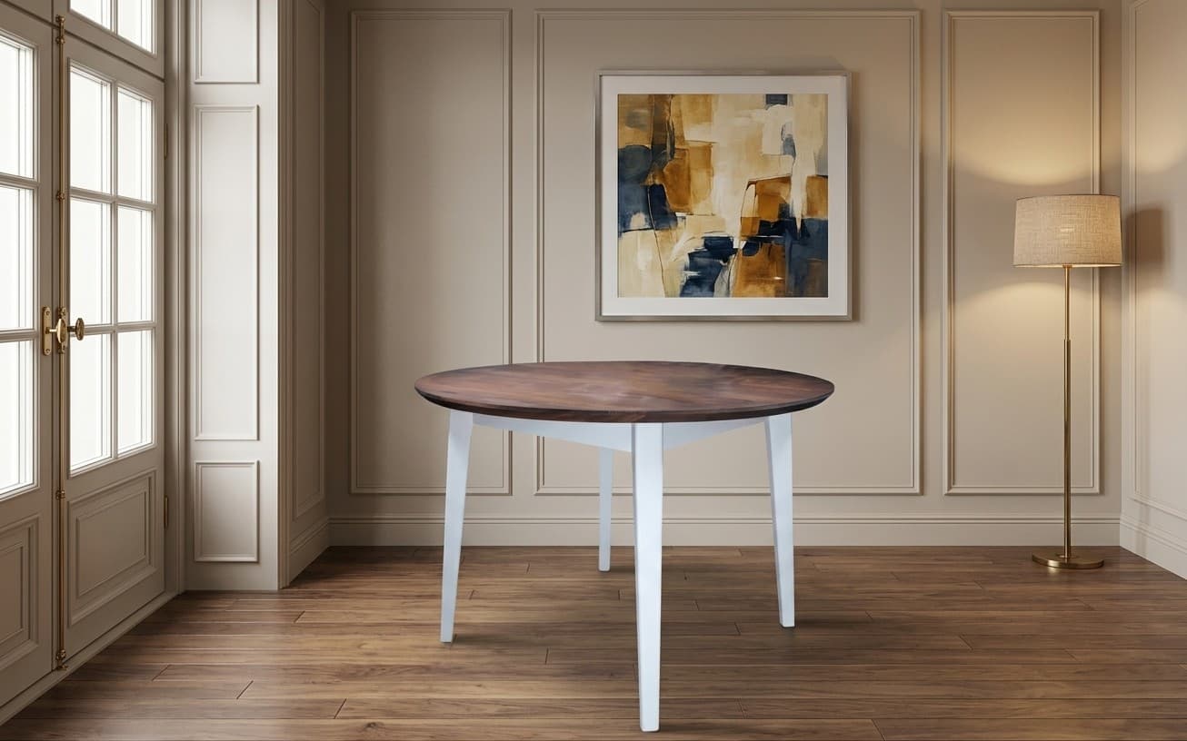 Masă Dining Rotundă Timeless, Lemn Masiv, 110x76 cm, Alb