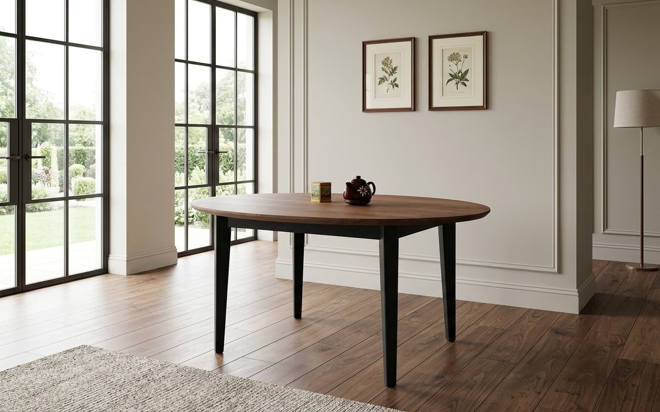 Masă Dining Rotundă Timeless, Lemn Masiv, 110x76 cm, Negru
