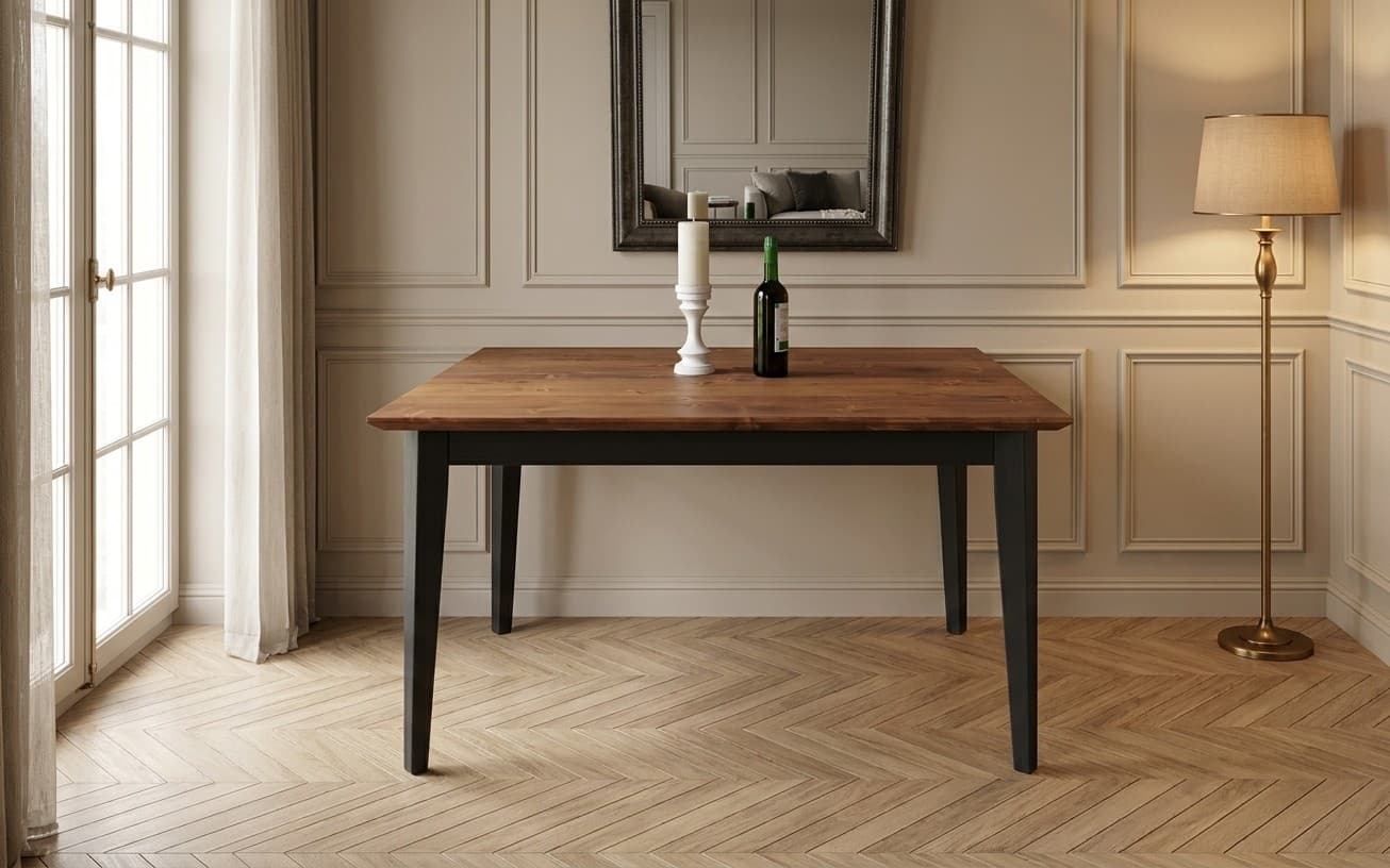 Masă Dining Timeless, Lemn Masiv, 120x80x76 cm, Negru