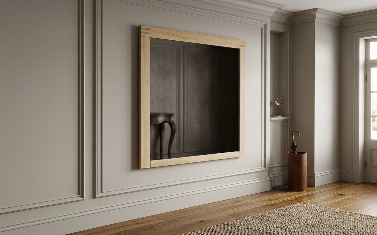 Oglindă Alesto cu Ramă din Lemn Masiv Stejar, 85x4x83cm